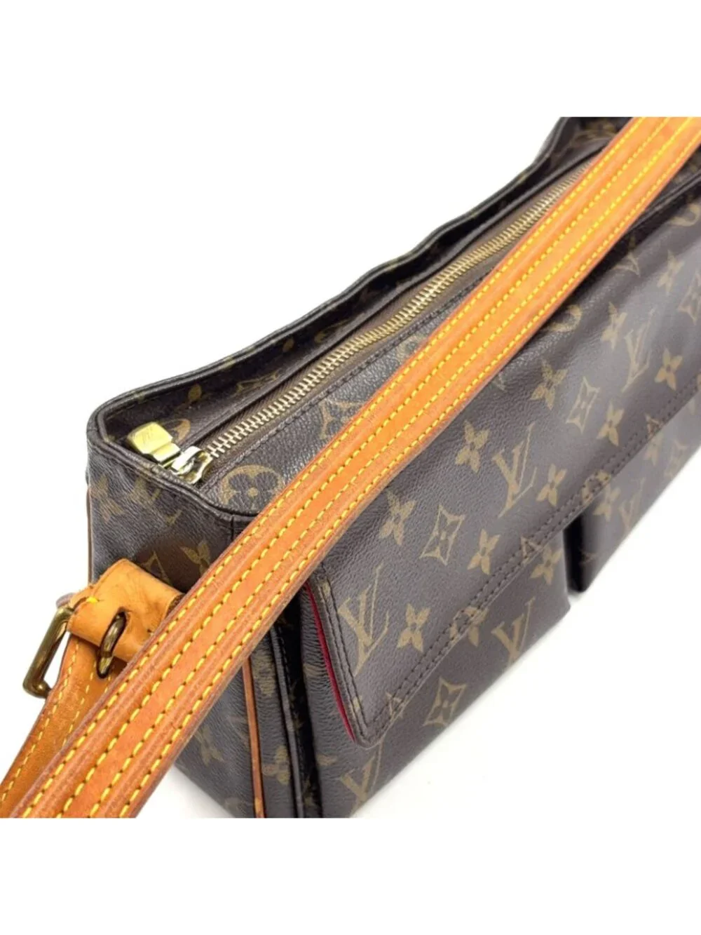 Louis Vuitton Viva Cite MM Monogram Blurry Leather Brown Shoulder Bag Gold